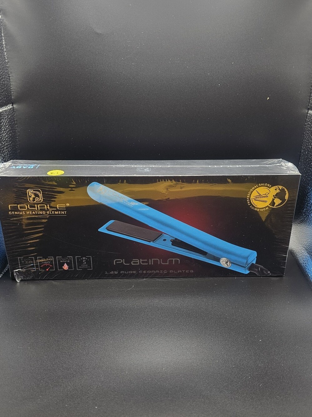 Royale Platinum Genius Hair Straightener in blue with 1.25" ceramic plates.